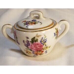 Floral Ceramic Sugar Bowl with Lid